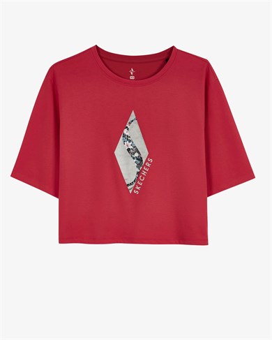 Skechers W Graphic Tee Diamond Crop T-Shirt Kadın Tişört